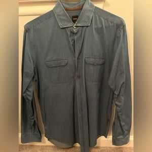 Boss Denim-colored Men’s Dress Shirt Buttondown Longsleeved - XL